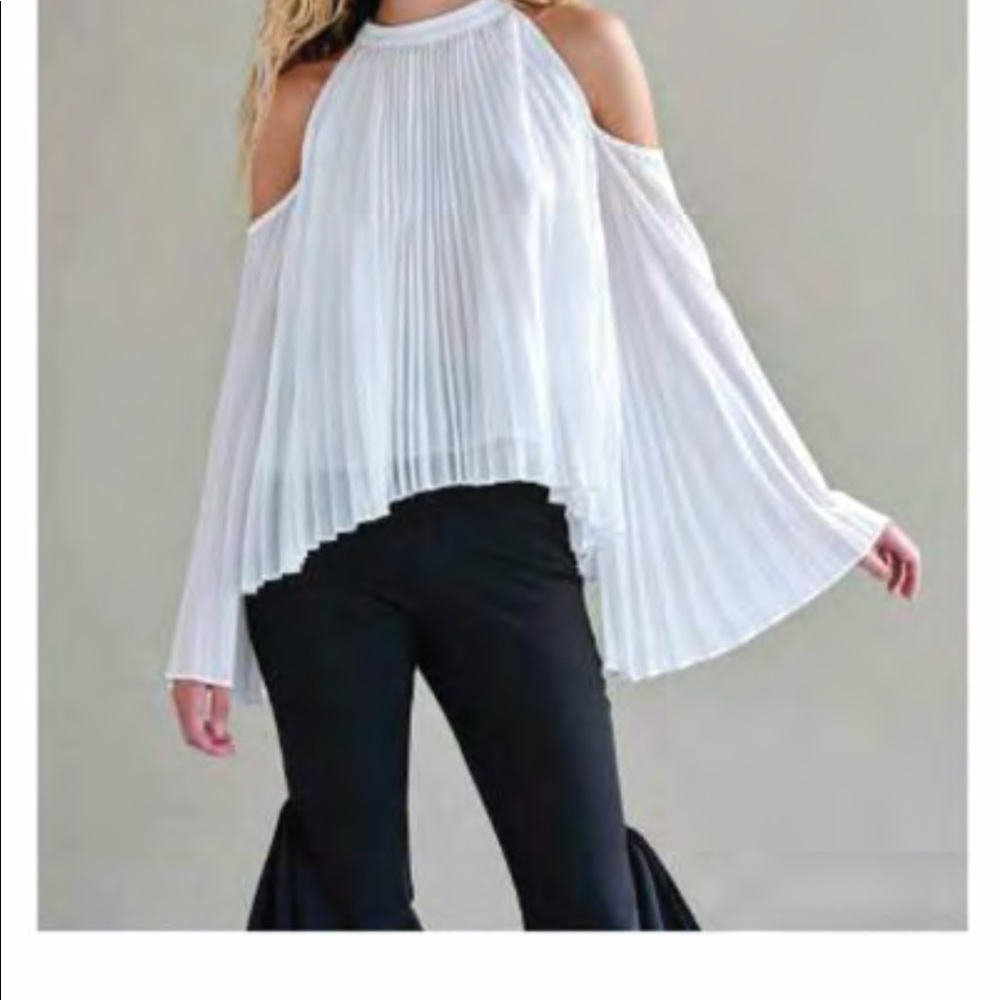 White open shoulder top